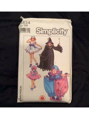 Simplicity 8834 Costume Sewing Pattern Adult SM Sailor Clown Wizard 1988